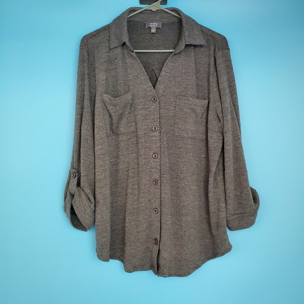 Ninety Clothing Co Shirt Size Medium Gray Textured Button Down